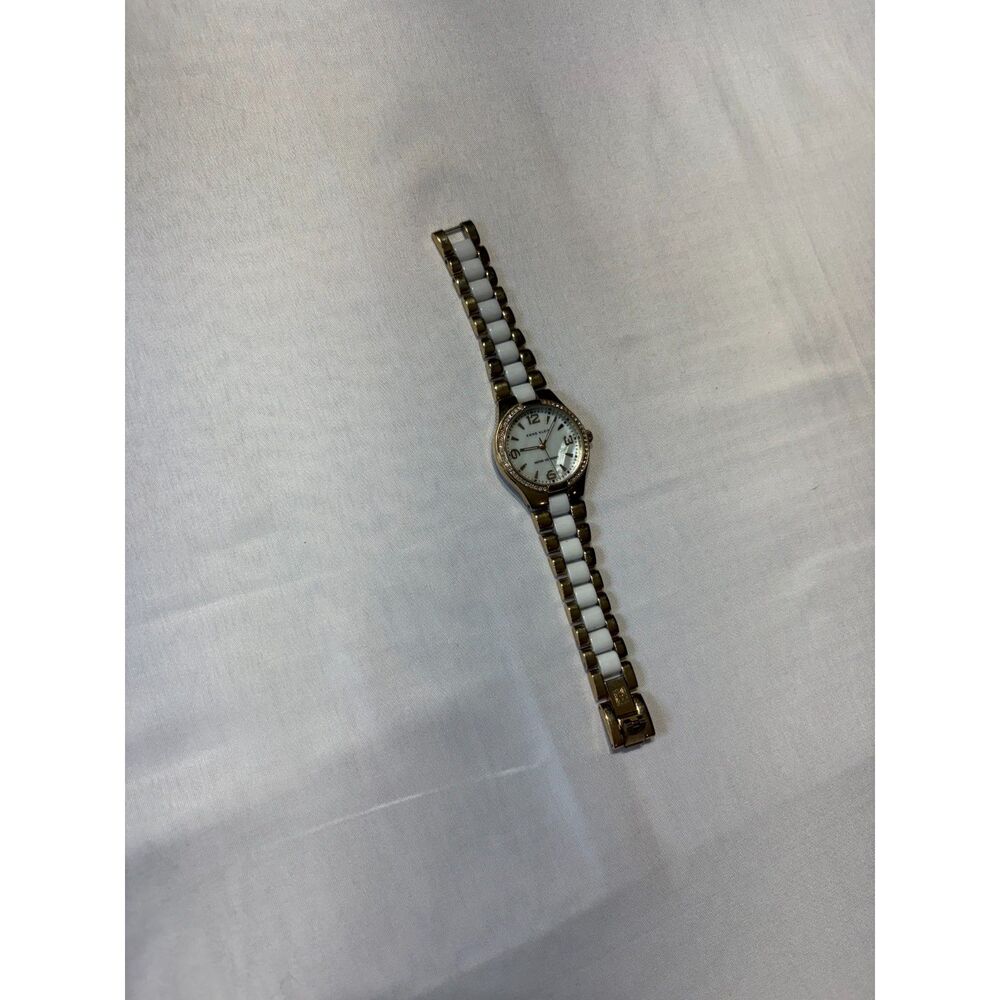 Anne Klein Gold-Tone & White Ceramic Watch
